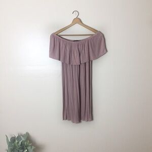 [Boohoo] Women's Mauve Blush Pink Off The Shoulder Short Dress